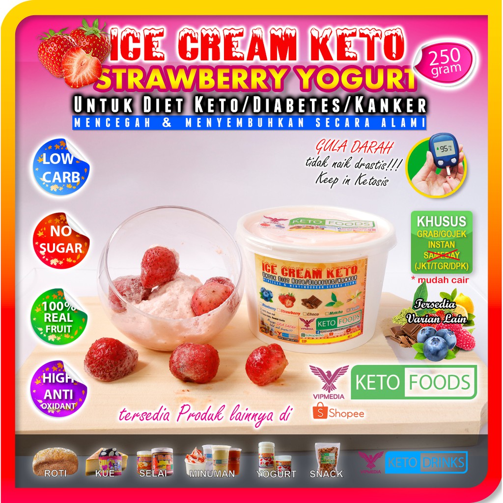 

ICE CREAM KETO STRAWBERRY YOGURT 250 gram