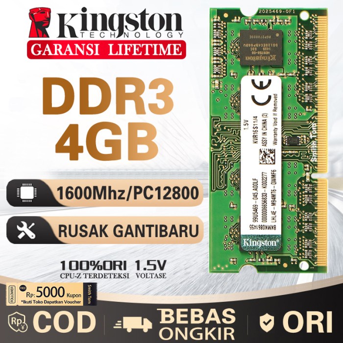 Ram laptop Kingston SODIMM 4GB DDR3 12800/ DDR3-1600 4G sodim