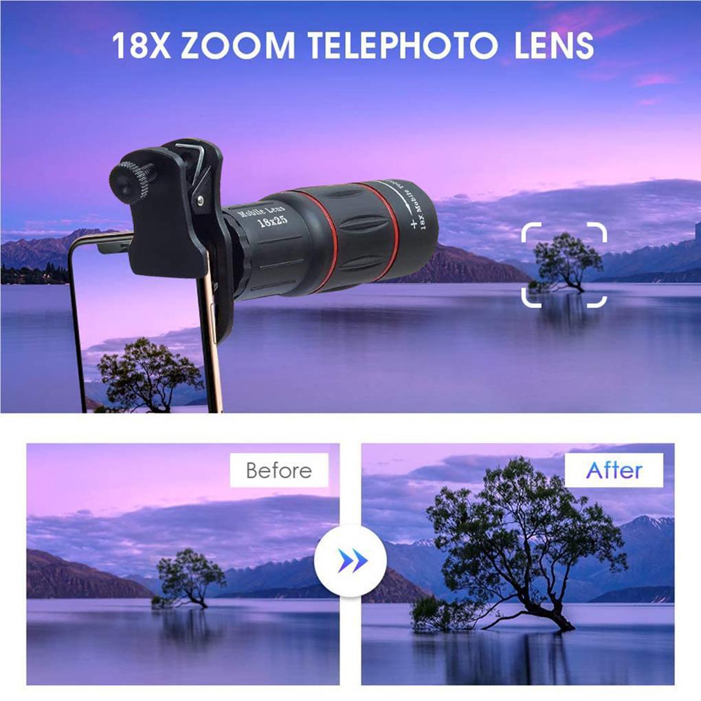 Apexel lensa Teleskop Monokuler Optik zoom 18X HD Dengan Klip Untuk iPhone