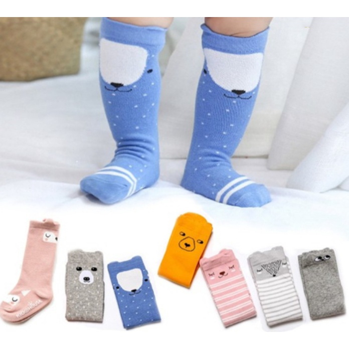 KAOS KAKI BAYI ANAK KARAKTER ANIMAL PANJANG ANTI SELIP LUCU IMPORT HALUS KATUN PREMIUM BAGUS