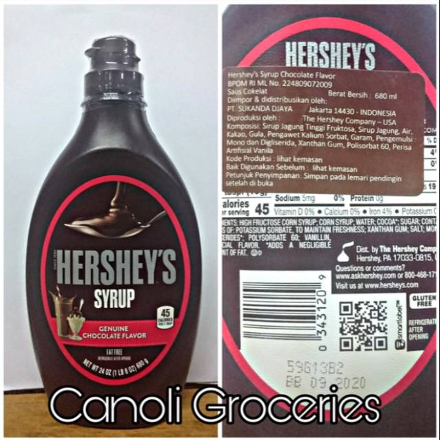 

Hersheys syrup Fat Free 680 gr / Sirup Coklat Hershey