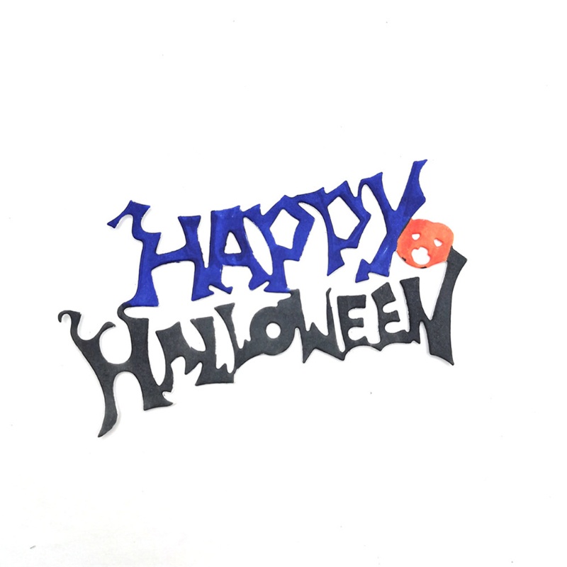 Cetakan Stensil Cutting Dies Motif Happy Halloween Bahan Metal Untuk Scrapbook / Craft DIY