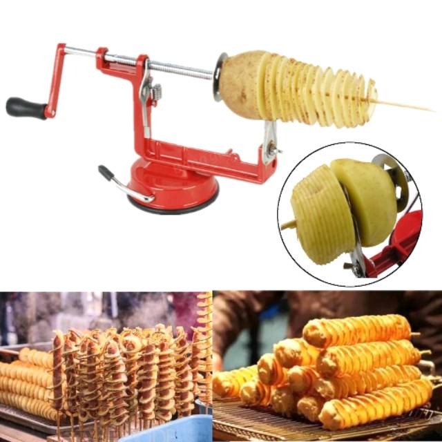 TERMurah Medan HANAISO Pemotong Kentang Spiral Potato Slicer - Merah