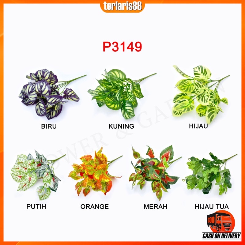 TL88 P3149 DAUN KELADI BUNGA TANGKAI PLASTIK BUNGA ARTIFISIAL BUNGA TANGKAI BUNGA HIASAN