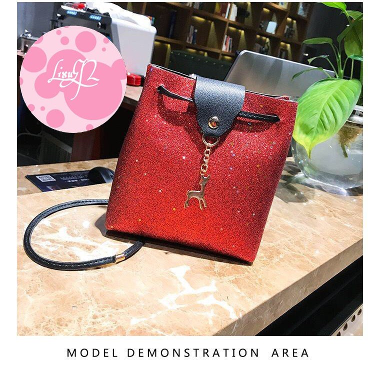 Tas Selempang Wanita - Sling Bag Glitter Terbaru - Tas Fashion Import Wanita - Tas Kecil - Tas cewe