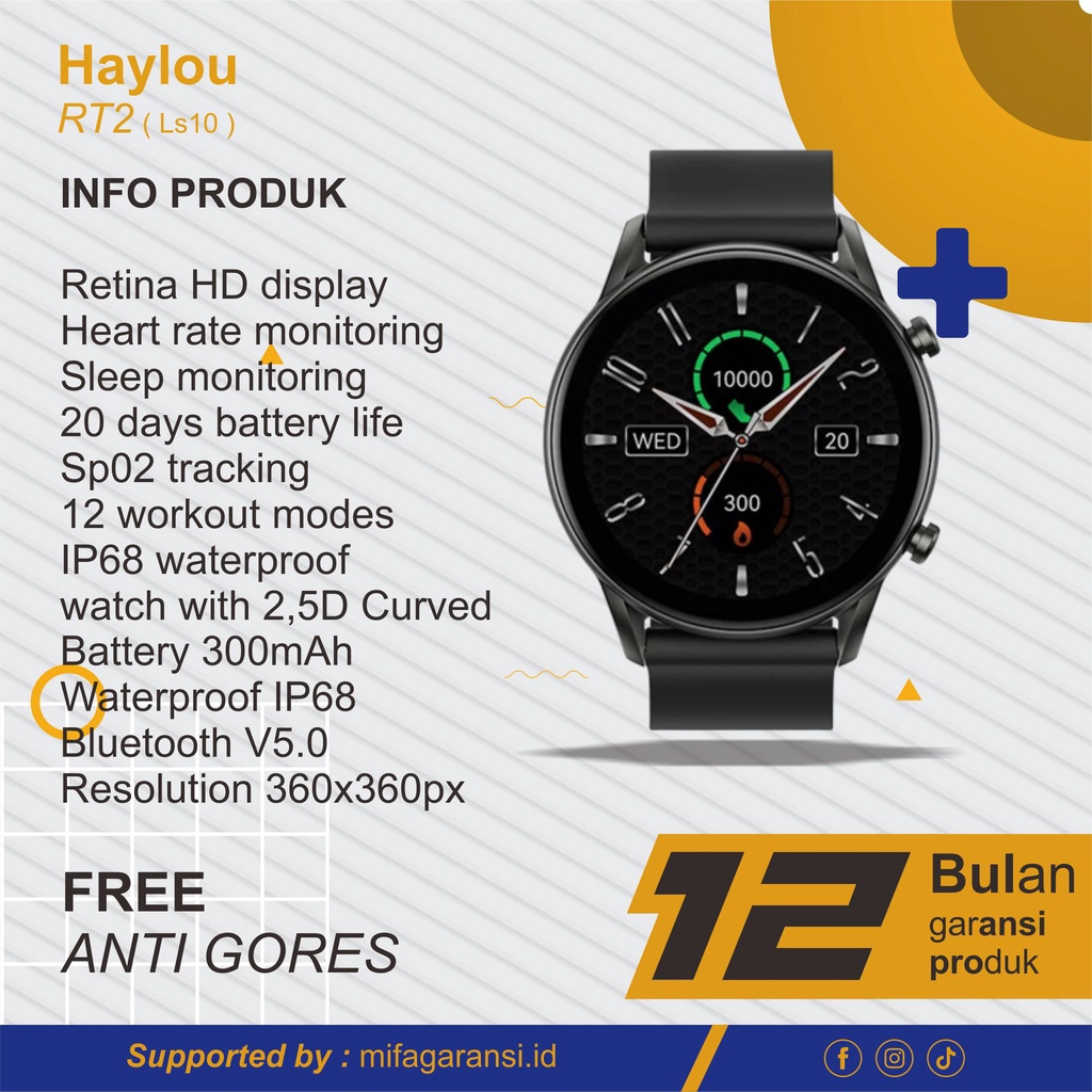 Haylou RT2 LS10 Smartwatch IP68 Sport SpO2 Smart Watch HD Display