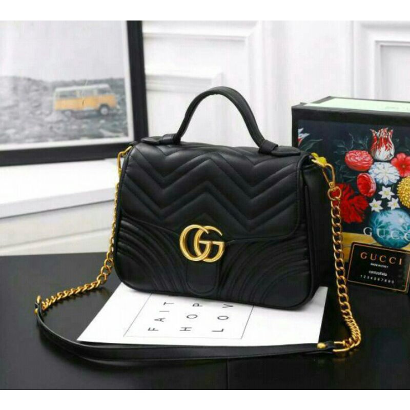 Tas Gucci marmont top handle medium