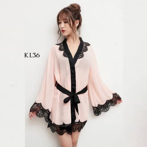 [LIMITED STOK] PIYAMA KIMONO BAJU TIDUR KIMONO WANITA KIMONO SEXY PEACH KL36