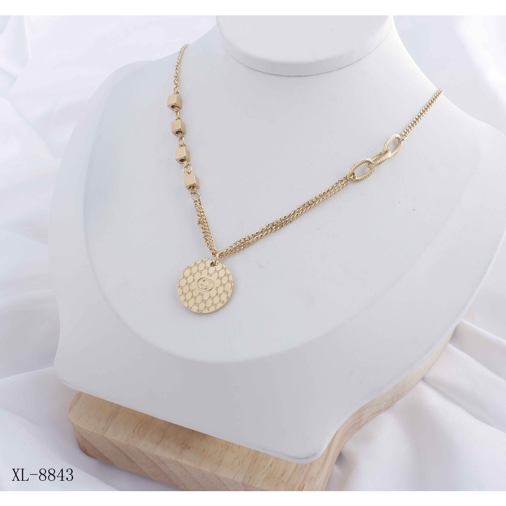 Kalung Titanium Dobel Rantai Perhiasan Fashion 8843