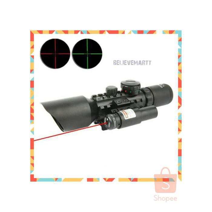 TEROPONG TPO2G1808 TELESKOP ACCURATE M9 TELE RIFLESCOPE M9 RED LASER TELESCOPE