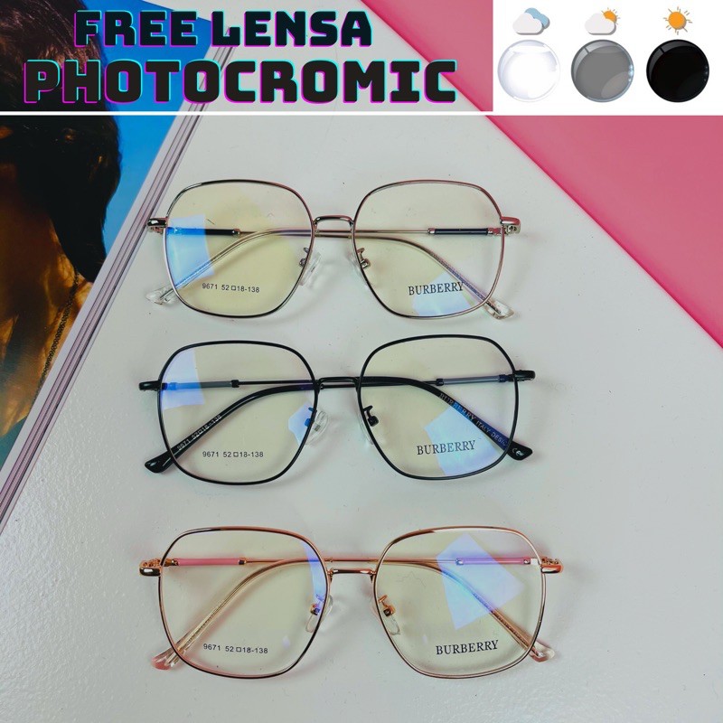 Kacamata Photocromic Anti radiasi Custom Minus Kacamata Fashion Pria Wanita (9671)