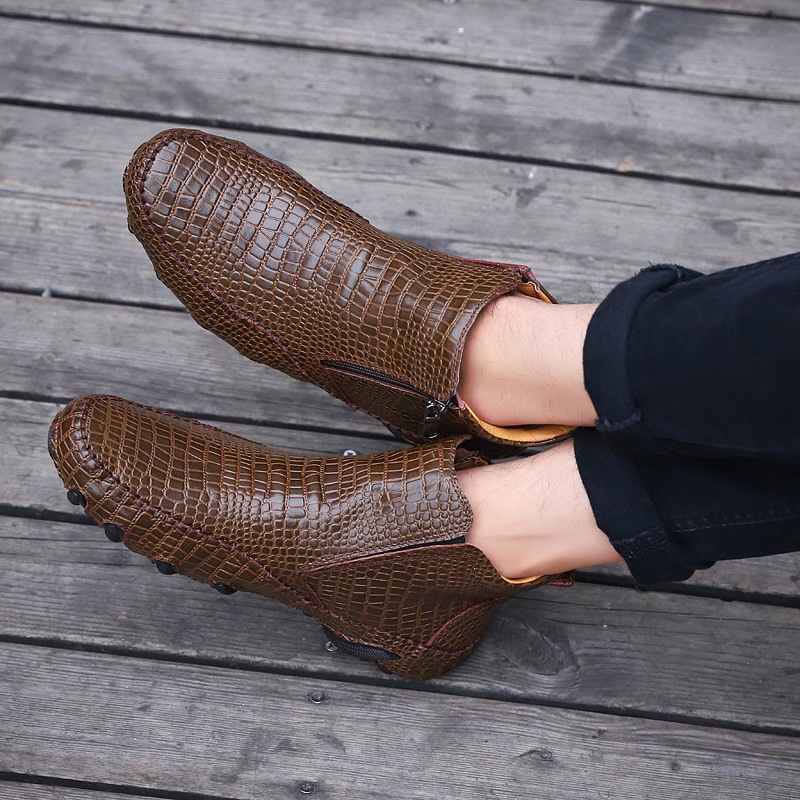 COD Import Sepatu Boots Pria Original Hitam Coklat Kulit Asli Formal Kerja Santai Ritsleting Casual Kantor Handmade 152