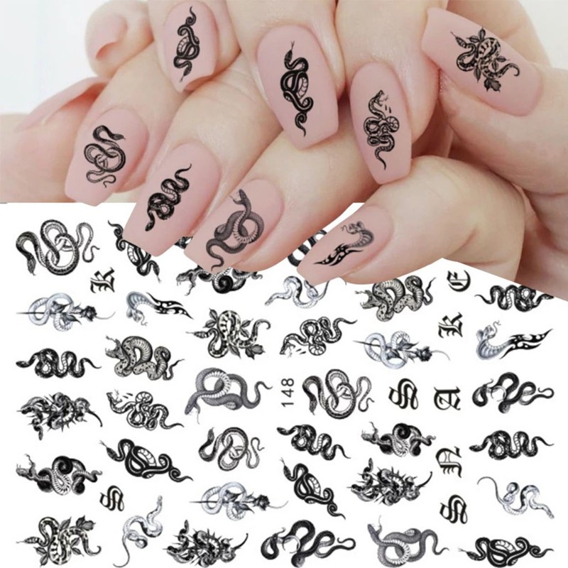 Stiker Kuku Desain Naga Glitter Untuk Dekorasi Manicure Wanita