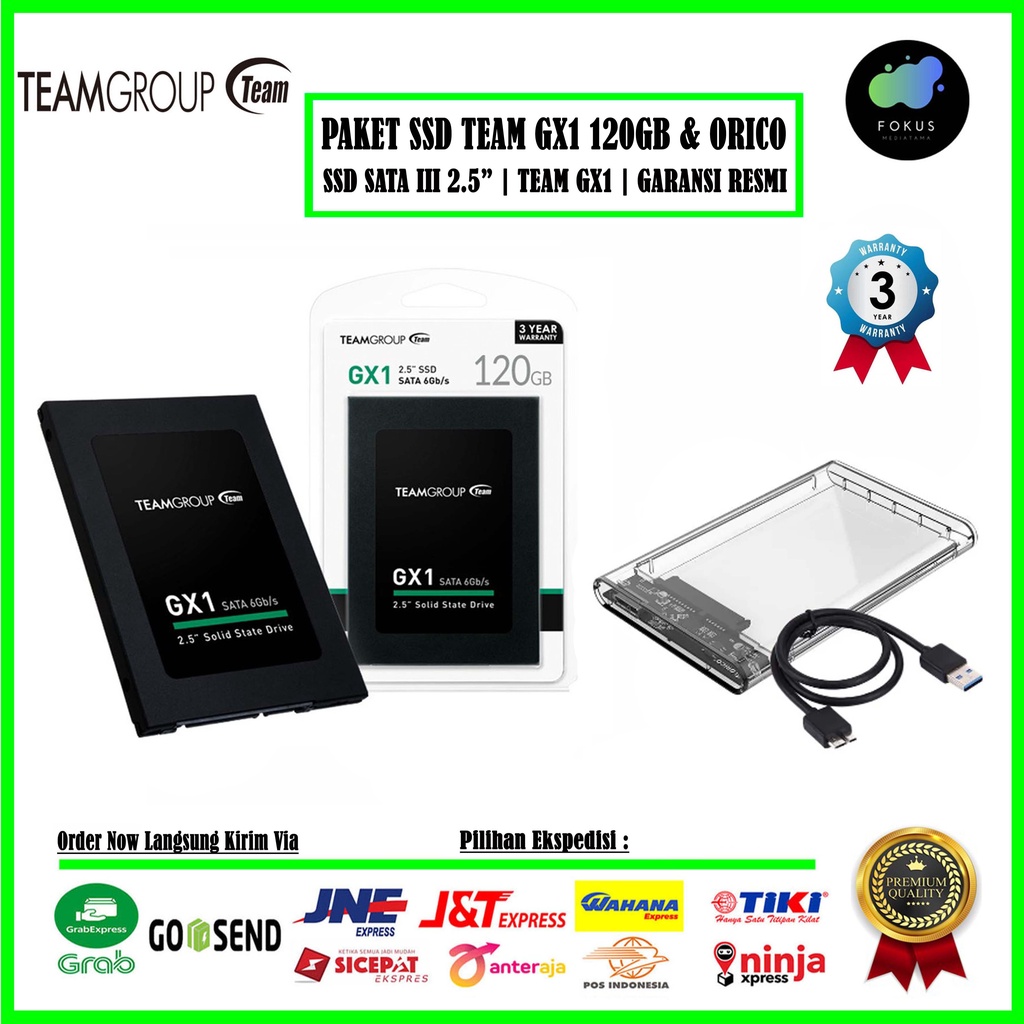 PAKET SSD DAN Case Orico 2139U3 Team Group GX1 120GB 2.5 Inch SATA III