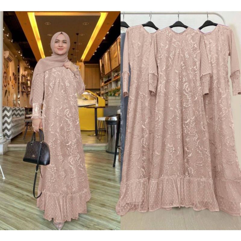 MAXI HUMAIRA BROKAT MUTIARA/ PROMO GAMIS BROKAT PESTA GOOD QUALITY