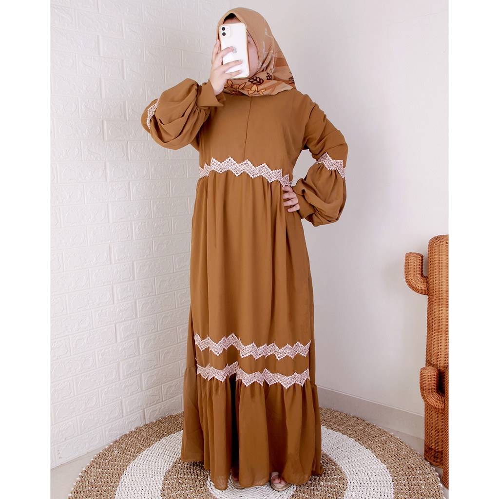 Dungdungkids Gamis Dewasa Ceruty Renda Zigzag Beena Busui Friendly LD 98 PG 134