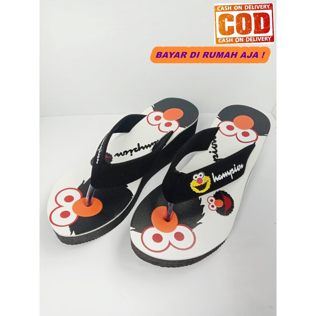 LUSINAZILA SANDAL  WEDGES WANITA  MOTIF ELMO  Shopee 