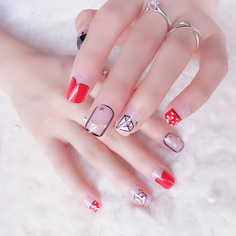 KUKU PALSU KARAKTER PRINTED NAILS KODE ROSE 18B72 TANPA AKSEN RHINESTONE