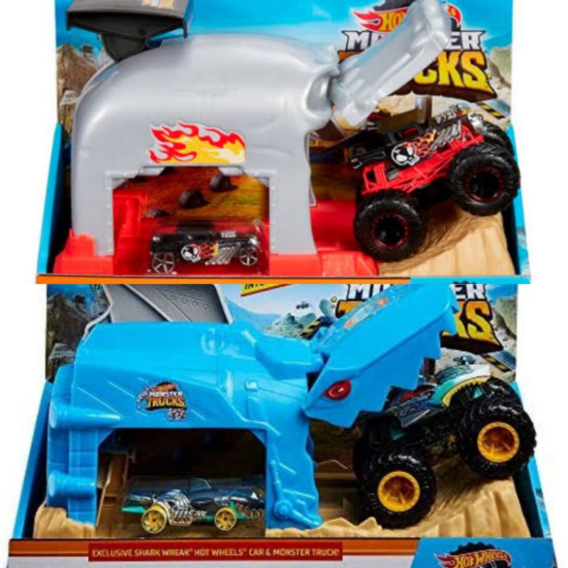 Hot Wheels, monster truck pit and launch. ada 1 mobil monster truck dan 1 hotwheel bonus.