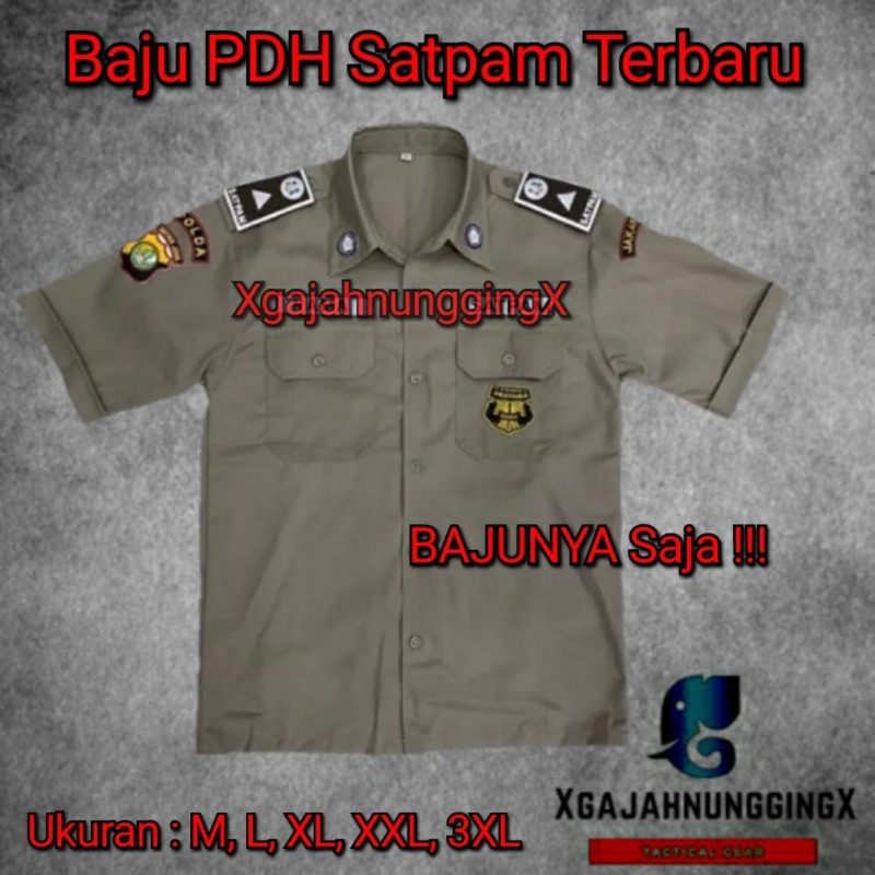 Kemeja PDH Satpam Coklat Terbaru Atasan Baju PDH Security Cokelat American Drill Berkualitas Bandung