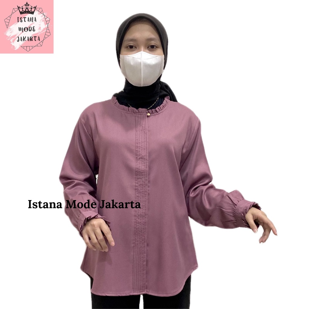 ISTANA MODE JAKARTA Lilac baju atasan wanita terbaru blouse korean style blouse wanita lengan panjang-PLMV(UNGU)