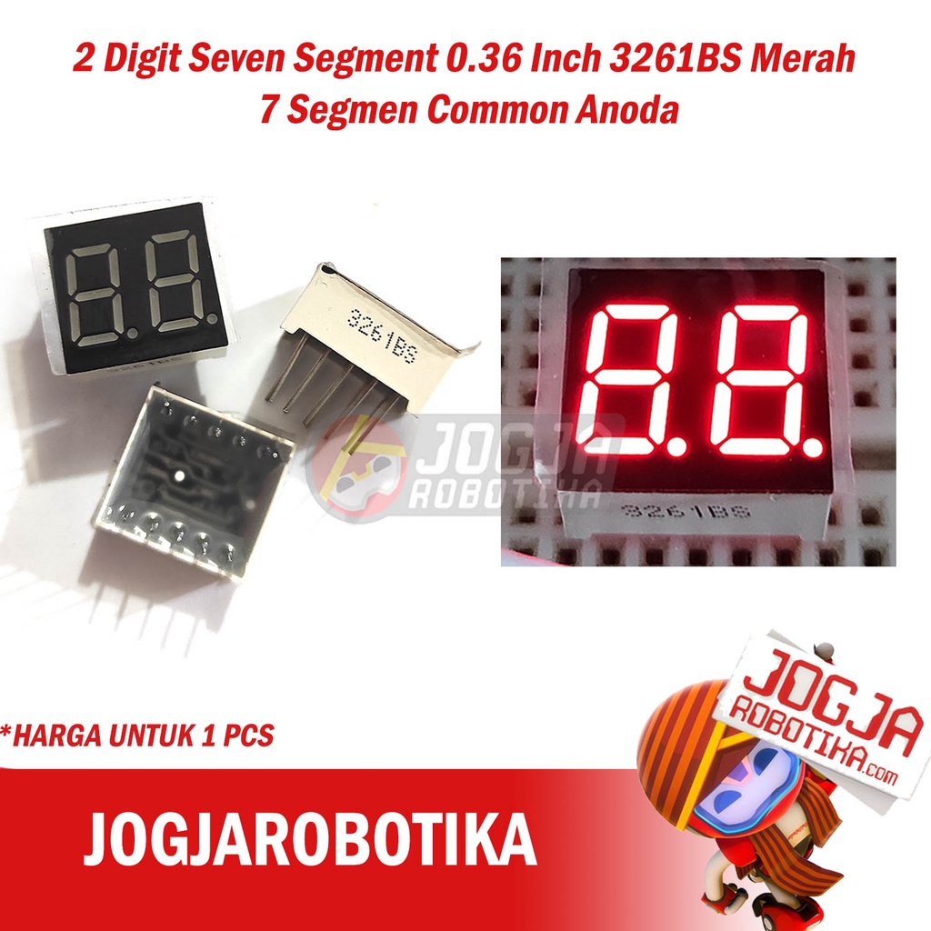 2 Digit Seven Segment 0.36 Inch 3261BS 3621BS Merah 7 Segmen Common Anoda Anode