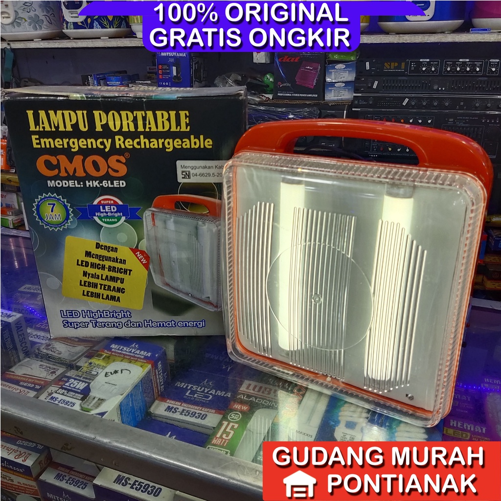 Emergency CMOS HK 6 LED 2 Neon Lampu Darurat Asli Tahan Lama dan Awet 6LED