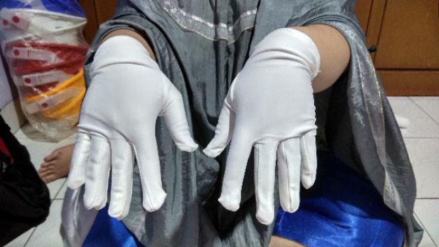 Sarung Tangan Pendek Bahan Satin - Putih