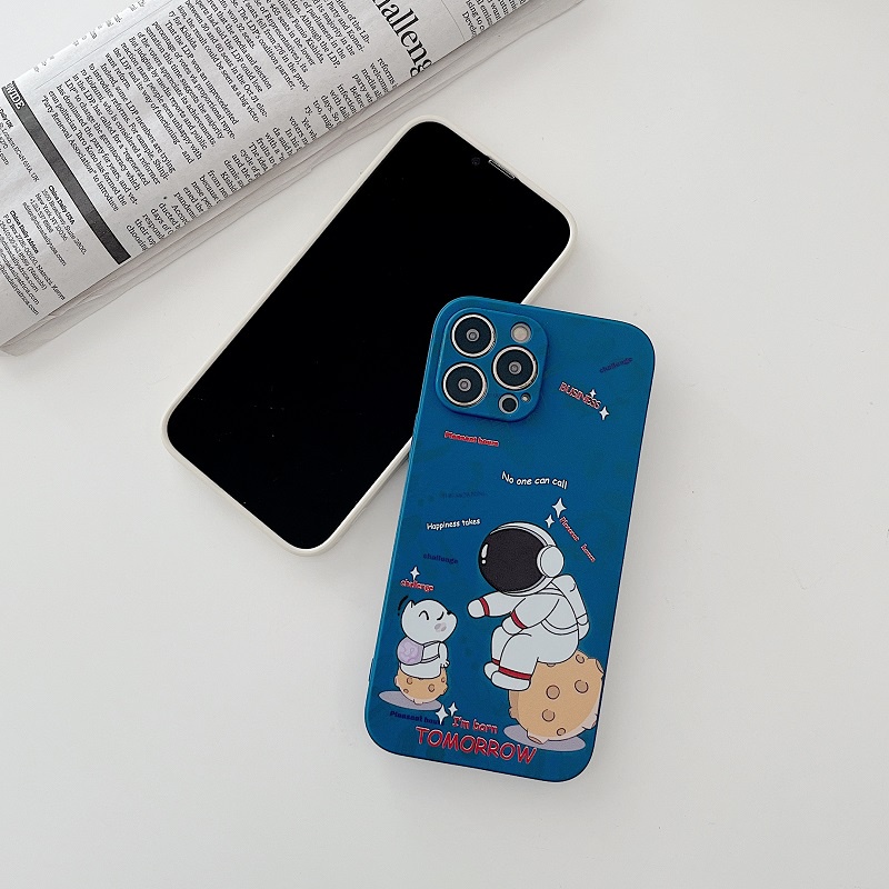 Case Bahan Silikon Cair Desain Anjing Astronot Untuk Iphone 13 11 12 Pro max xr xsmax 7 8 plus