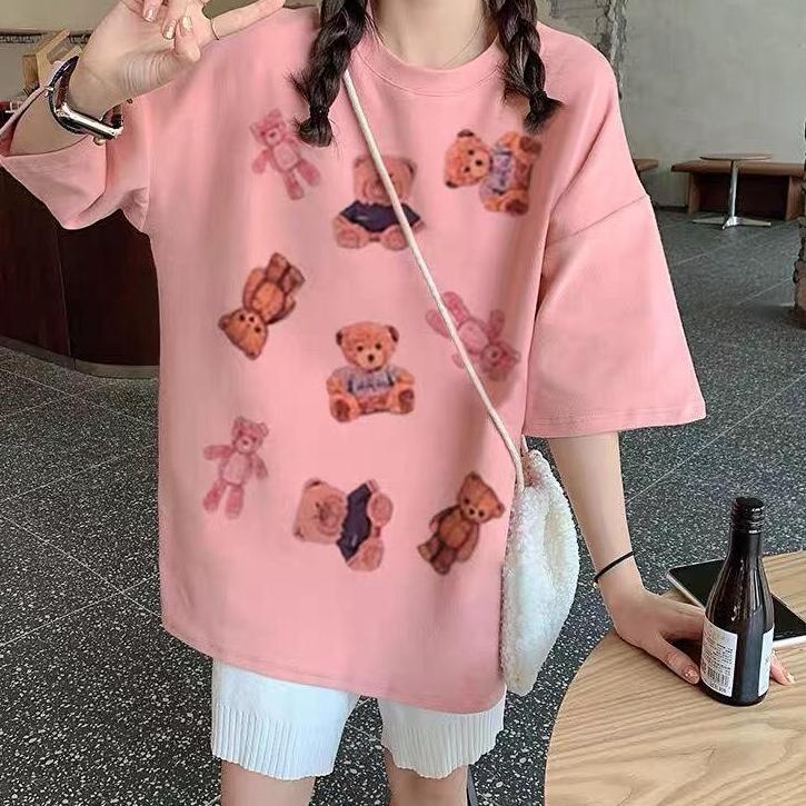 [PRODUK 7DLCF] GKS - BRG Kaos T SHIRT BLACK PINK Litty Teddy Bear Oversized Hitam 7BQ