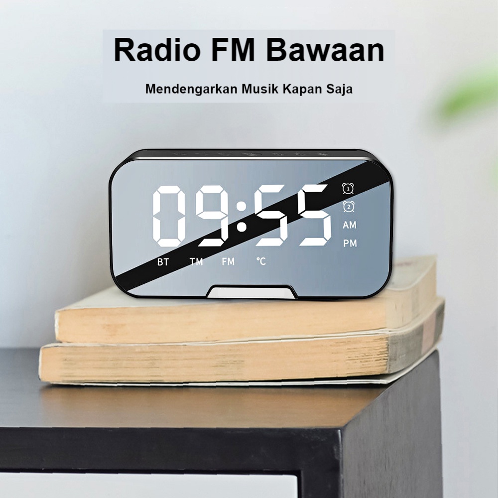 ITS Speaker Bluetooth Digital Multi-Fungsi Jam alarm ganda / Termometer / Jam / Radio FM / Portabel