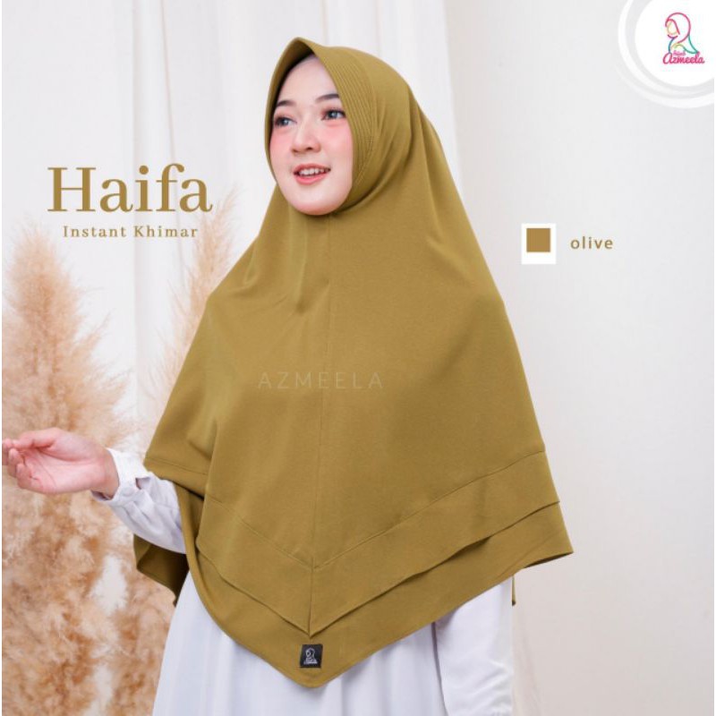 Haifa Khimar by Azmeela hijab instant simple syar'i Zara crepe pad-Olive