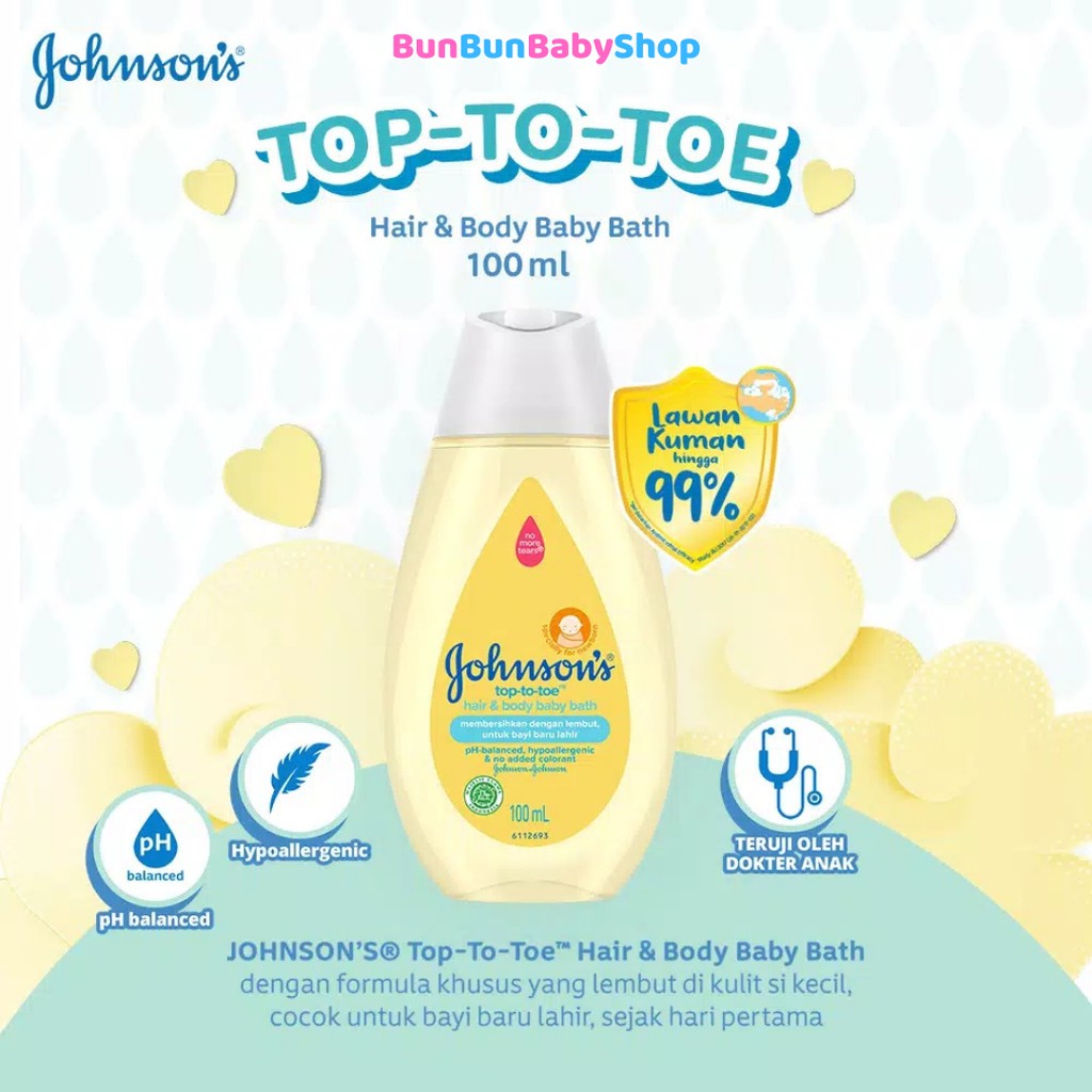 100ml Johnson’s Hair &amp; Body Baby Bath New Born Perlengkapan Mandi Bayi Baru Lahir Sabun Perawatan