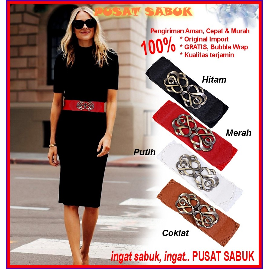 Belt Ikat Pinggang Wanita Sabuk Obi Karet Fashion Gesper Cewek Korea Oby Import Polos Murah Cantik