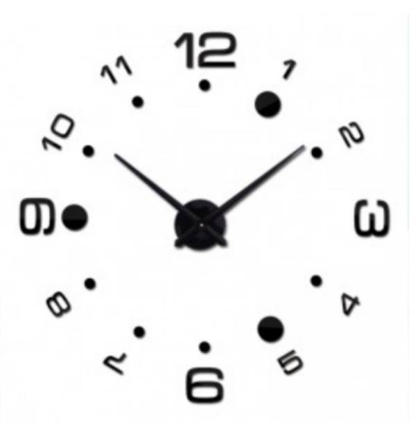 (MAINANKYU) Jam Dinding Besar DIY Giant Wall Clock Quartz Creative Design Arcylic 100cm - Black