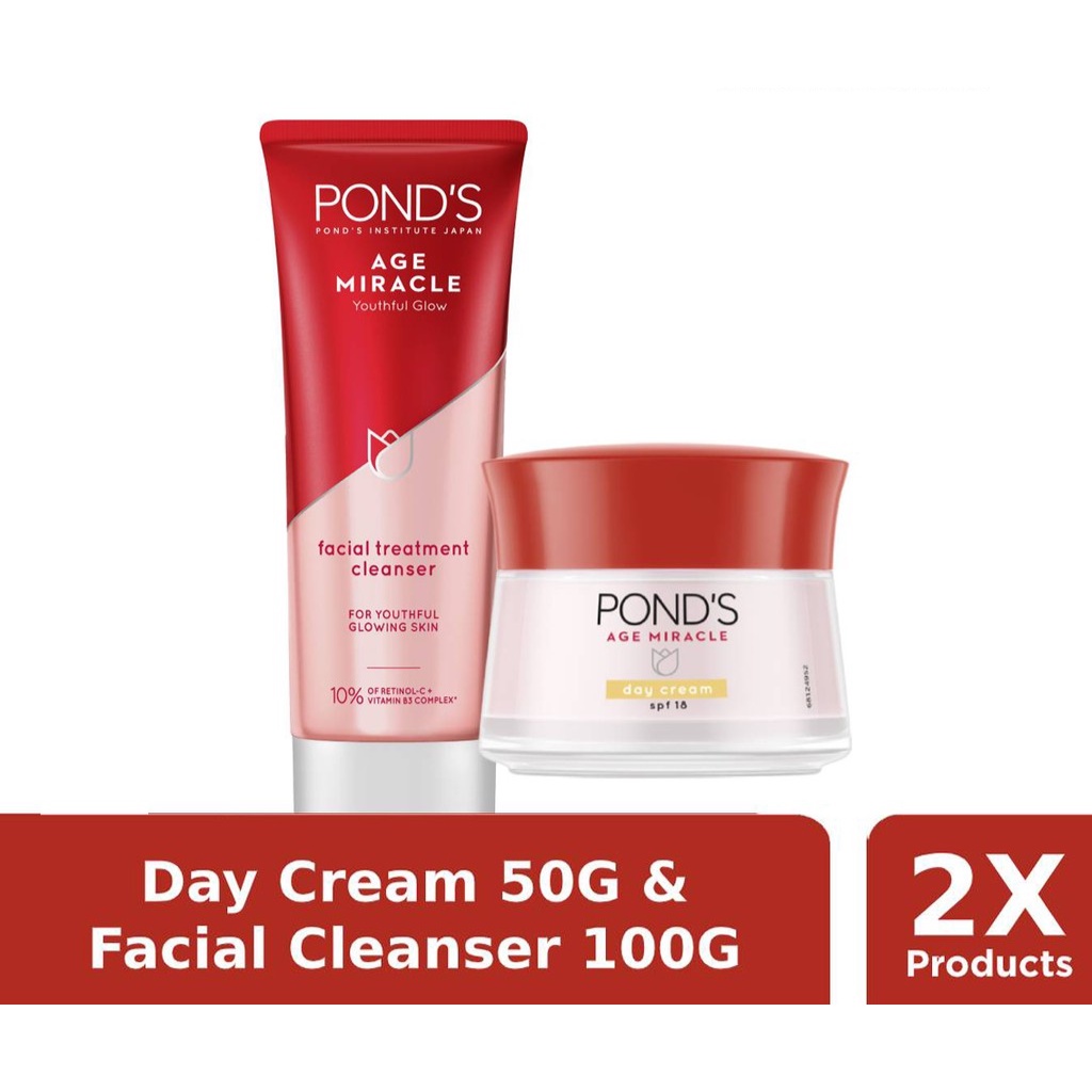 PONDS AGE MIRACLE DAY CREAM 50G &amp; FACIAL FOAM 100G - AGE MIRACLE PONDS DAY CREAM &amp; FACIAL FOAM