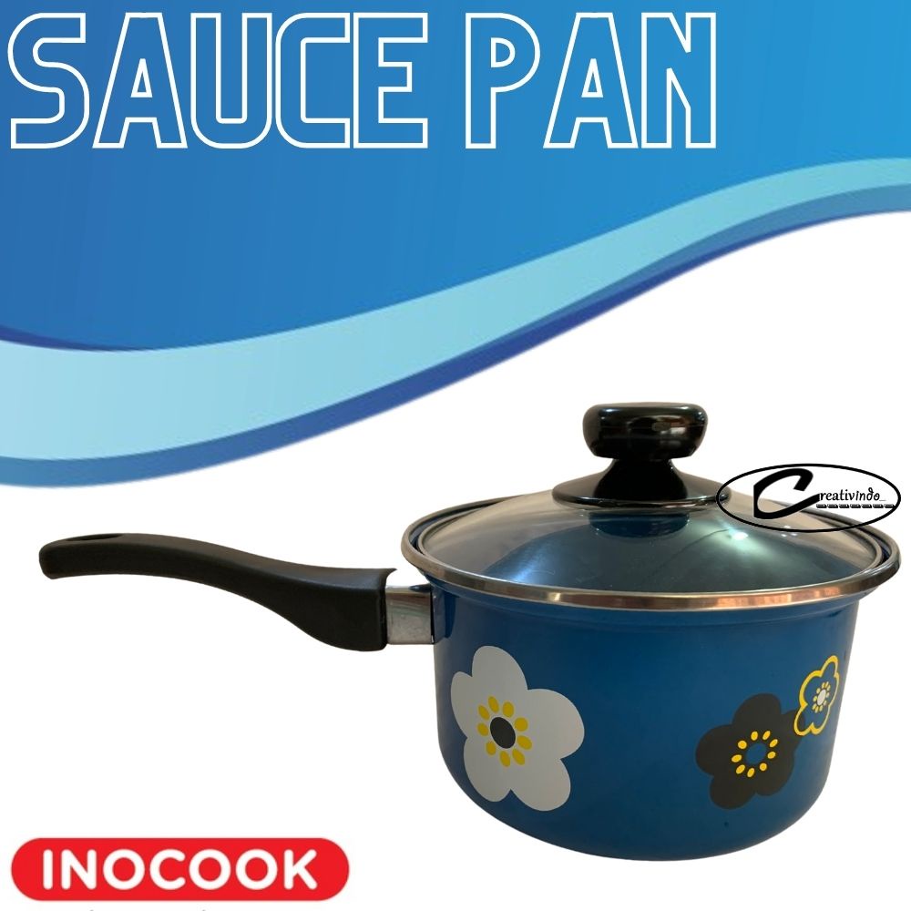 Sauce Pan Enamel / Panci Enamel Bunga Sakura / Panci Rebus / Panci Susu Enamel Anti Lengket / Panci INOCOOK