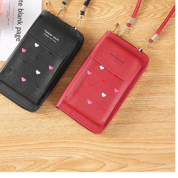 ♨ () Dompet Panjang Wanita Free Tali Dompet Handphone Pocket Wanita Motif Love Import MALL SHOPPING 