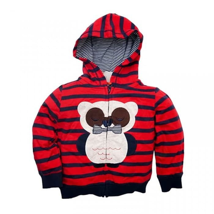 Pc33 Ready Indonesia Jaket Bayi Laki Laki Perempuan Bulu Tebal /  QI203 Jaket Topi Red Owl Sweater