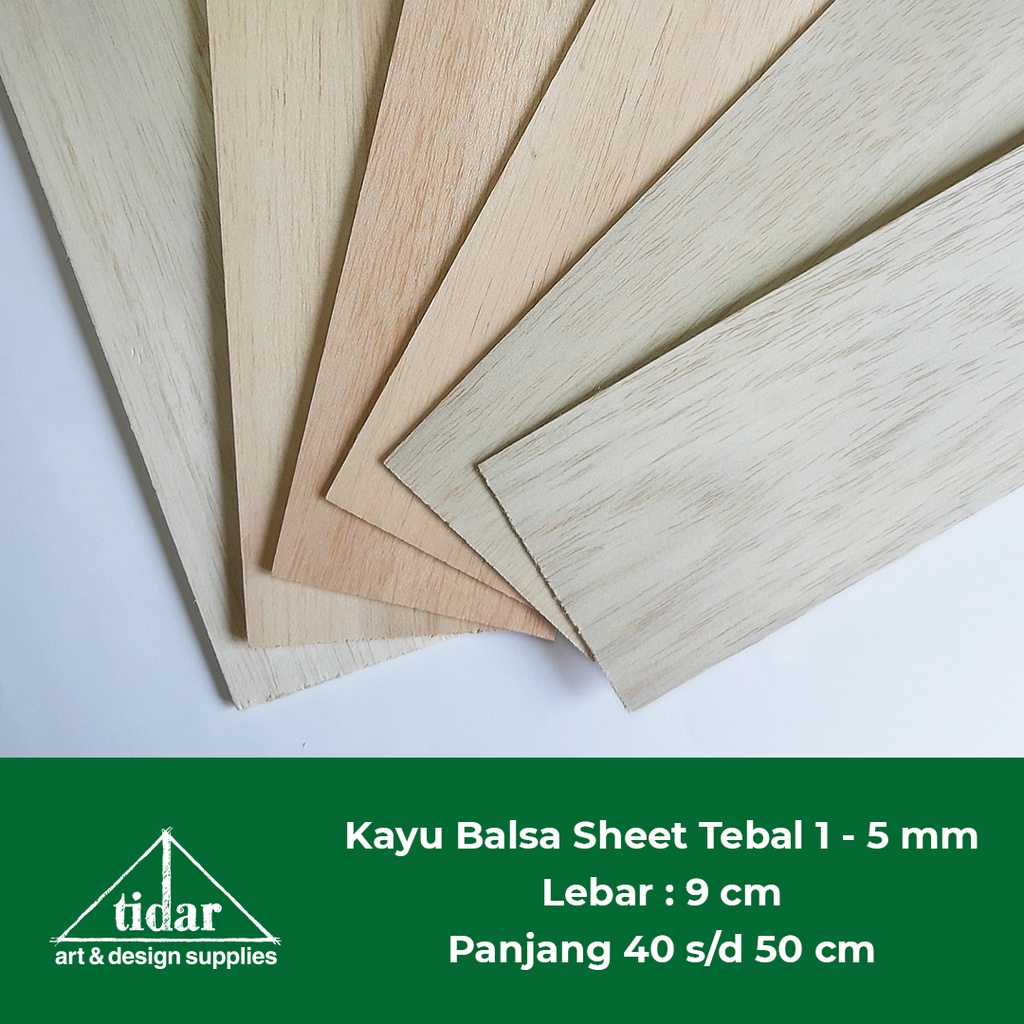 

[MR] Kayu Balsa Sheet Tebal 1 1,5 2 3 4 5 mm Lebar 9 cm - Balsa Lembaran - Papan - Kayubalsa