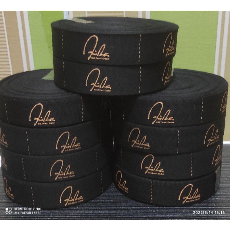 

sablon label hijab pita katun hitam uk 2 cm