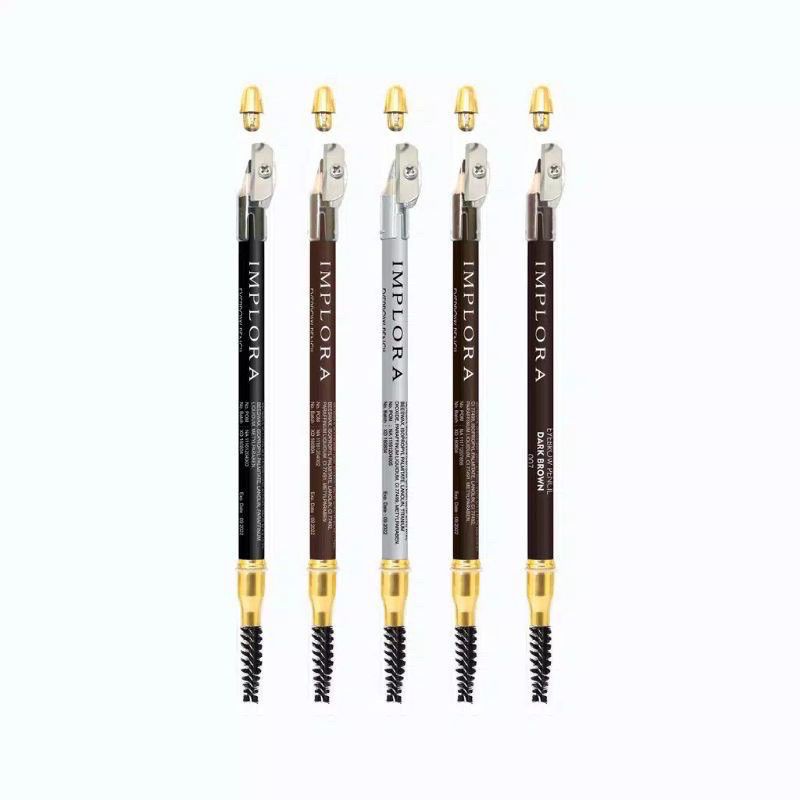 IMPLORA Pensil Alis 2in1 Eyebrow Softbrow Pensil Alis Implora Brown Black Pencil Alis BPOM