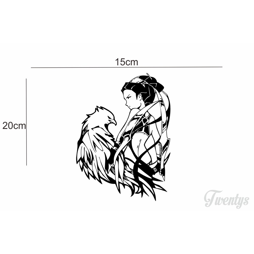 

STIKER GIRL WITH FALCON CUTTING STICKER VINYL DECAL