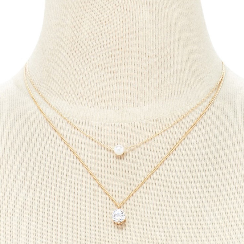 Hu Hu Hu Hu Hu Alat Bantu Pasang Kacamata♡ Kalung Choker Rantai Mutiara Berlian Imitasi Model Double Layer Untuk Wanita