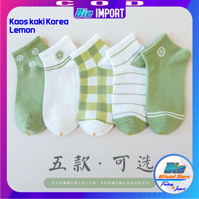 Kaos Kaki Korea Wanita Motif Lemon Impor Best Seller