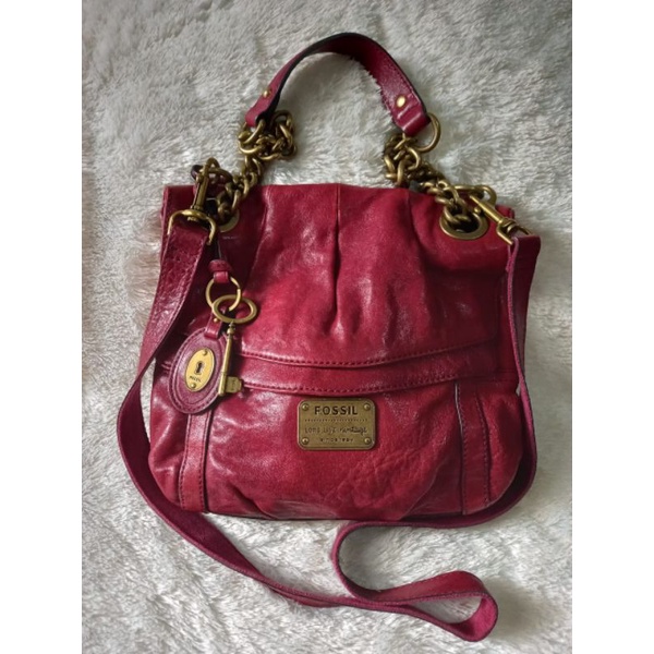 tas fossil ginger red vintage preloved