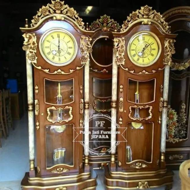 Jam Hias, Jam Ukir Masjid, Jam Berdiri Ukir Kayu Jati Free Ongkir