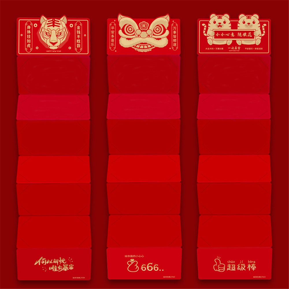 (Cod Tangding) Amplop Angpao Tahun Baru Cina / Imlek 2022 Warna Merah Motif Kartun Harimau