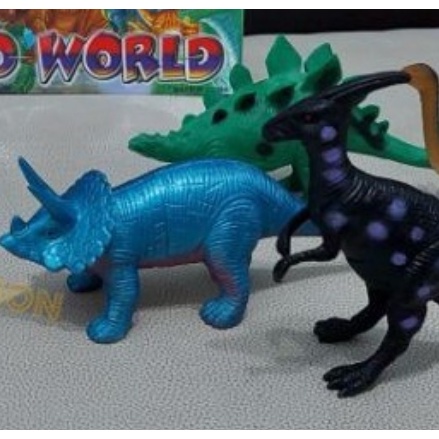 Mainan Miniatur Dinosaurus Ukuran Tanggung Dino World Isi 8