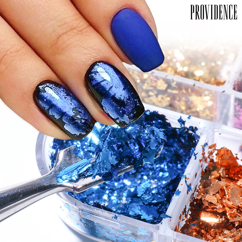 Providence 6 Grids/Box Manicure Foil Decal Creative Adorable Shiny Texture Nail Ornament Stickers Particles Foil for Personal Use